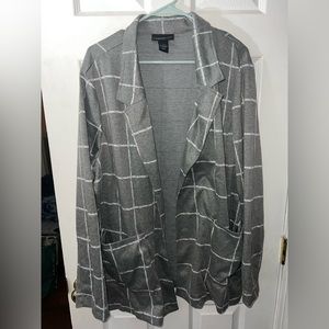 Lane Bryant Gray and White Plaid Cardigan